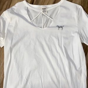 VS PINK bling caged neck shirt